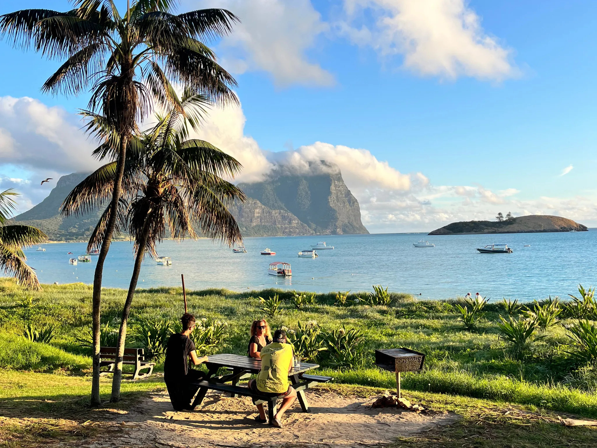 People have bbq near beach