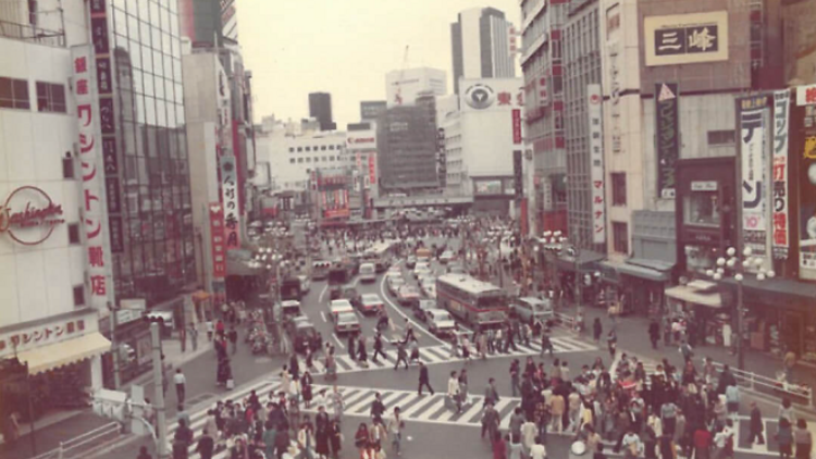 Old photograph of Shibuya Scramble Corssing Old photograph of Shibuya Scramble Corssing