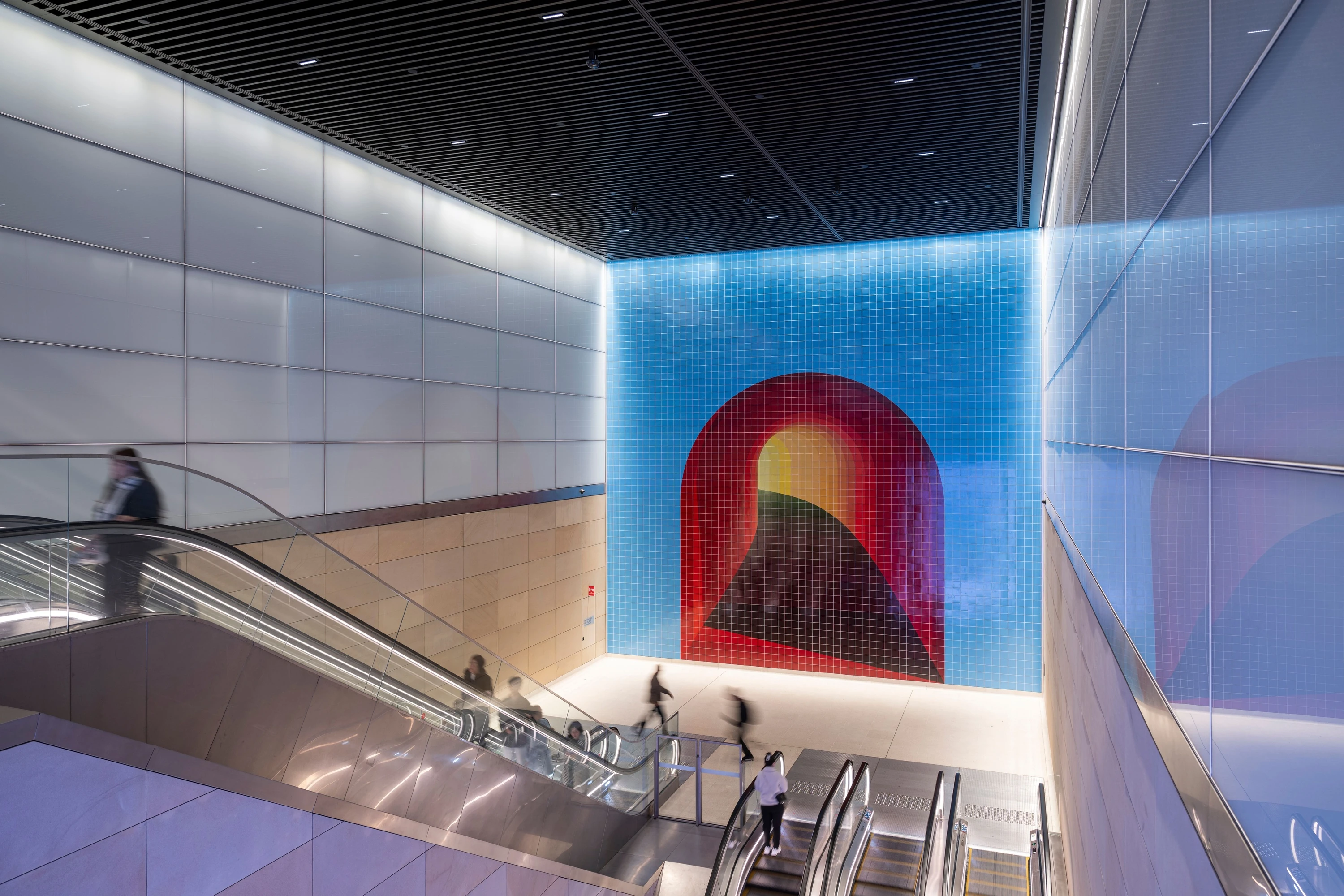 Mural by Callum Morton at Gadigal Metro Station, Sydney, 2025