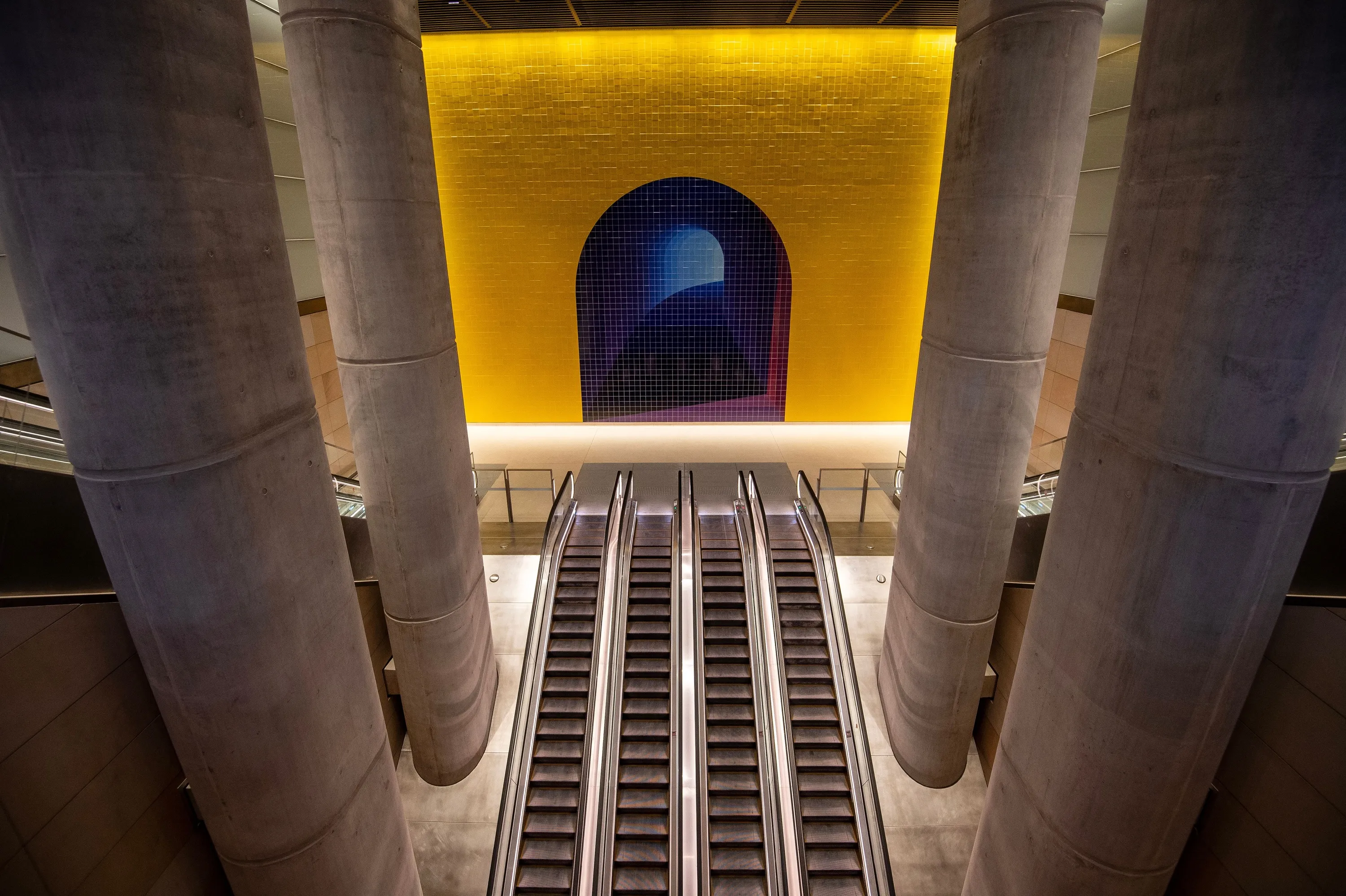 The Underneath' mural by Callum Morton at Gadigal metro station, Sydney, 2024
