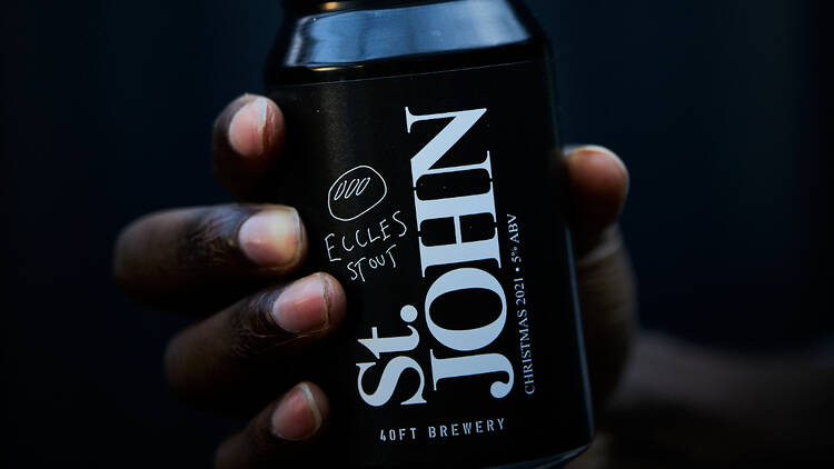 A can of 40ft Brewery and St. JOHN’s Eccles Stout 2025 A can of 40ft Brewery and St. JOHN’s Eccles Stout 2025