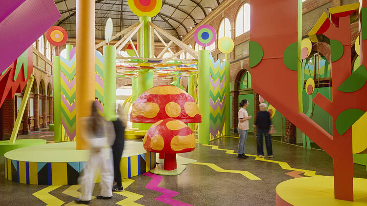 Chasing Sunbeams, Morag Myerscough 2025, Sunnyside Ballarat. Chasing Sunbeams, Morag Myerscough 2025, Sunnyside Ballarat.