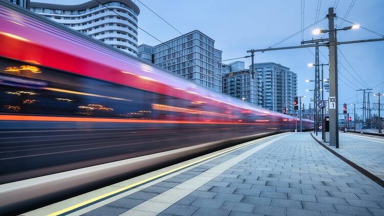 Train in motion in Vienna Train in motion in Vienna
