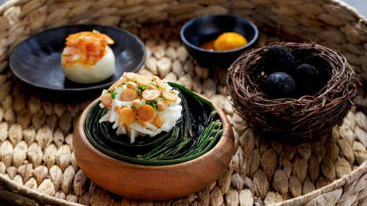 Tala Straw basket of food condiments