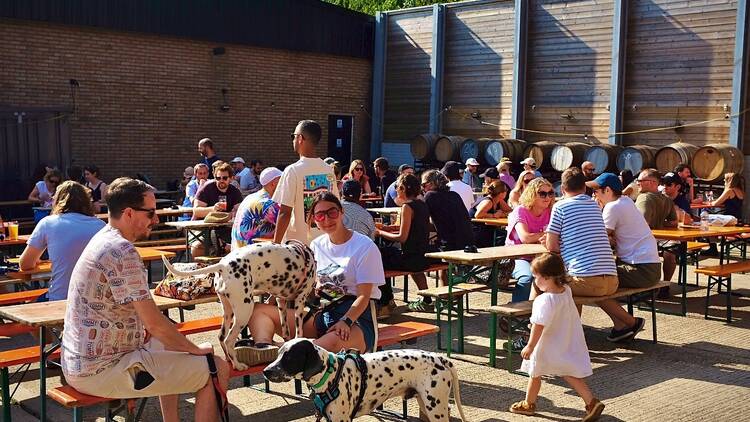 Outdoor tables at 40FT Brewery Walthamstow