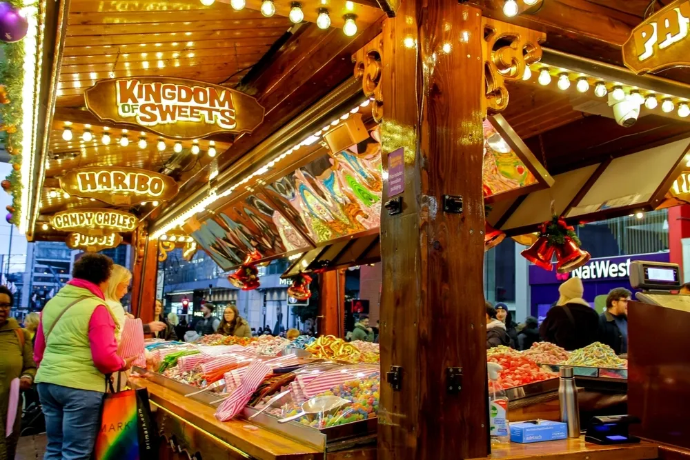 Festive stalls at Manchester Christmas Market