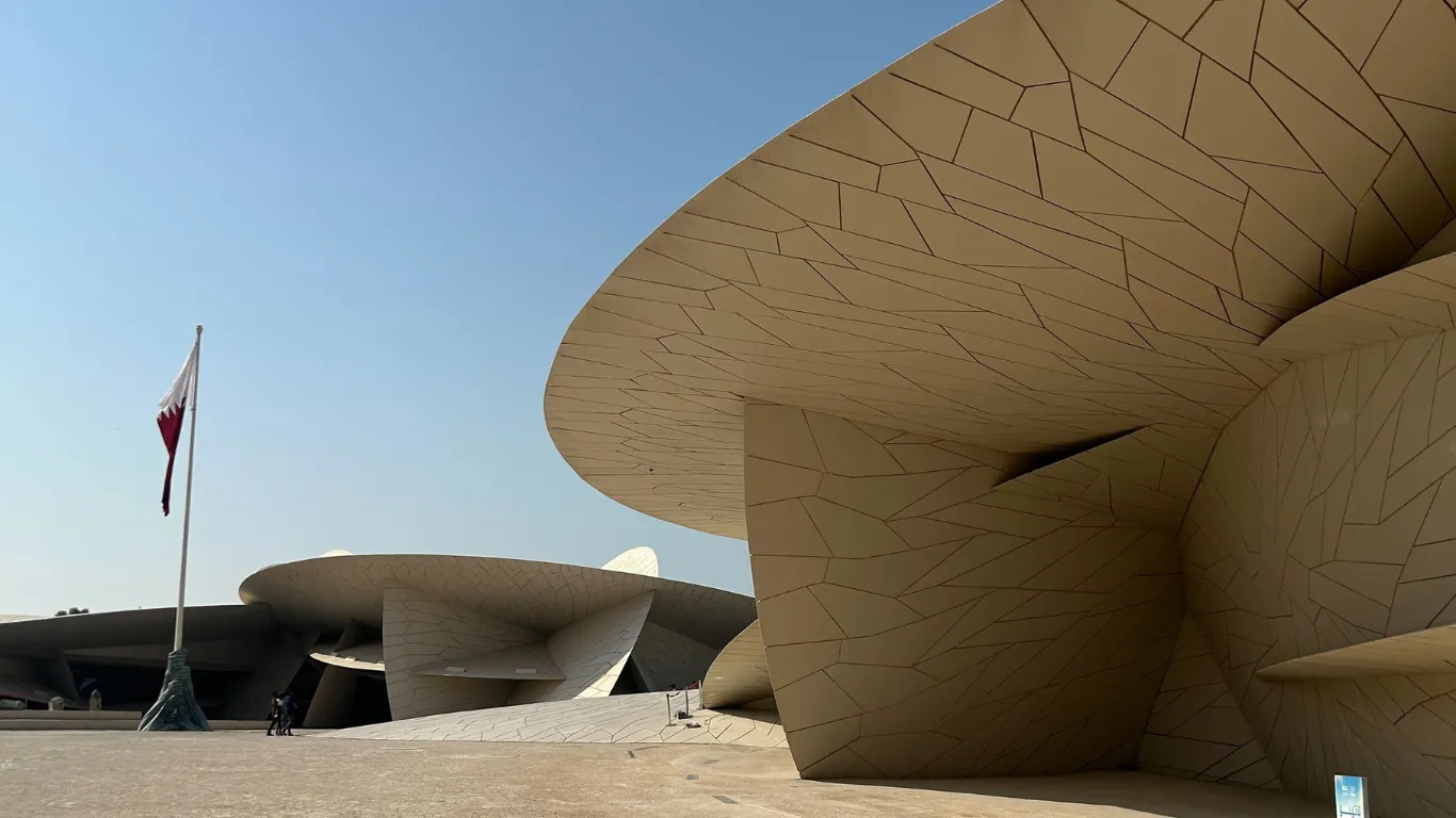 The entrance to the National Museum of Qatar.