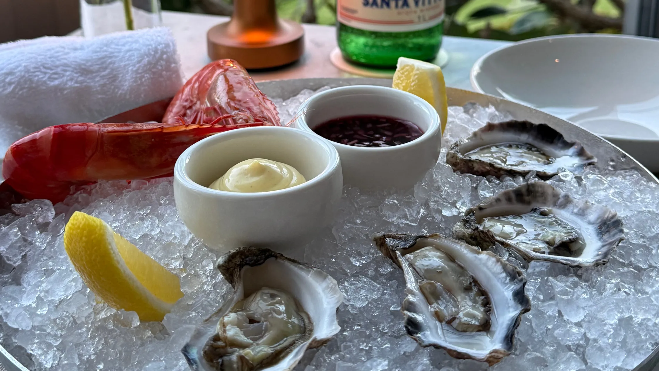 Oysters and prawns at Rick Stein at Bannisters