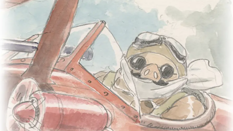 Sketch of Porco Rosso in a plane