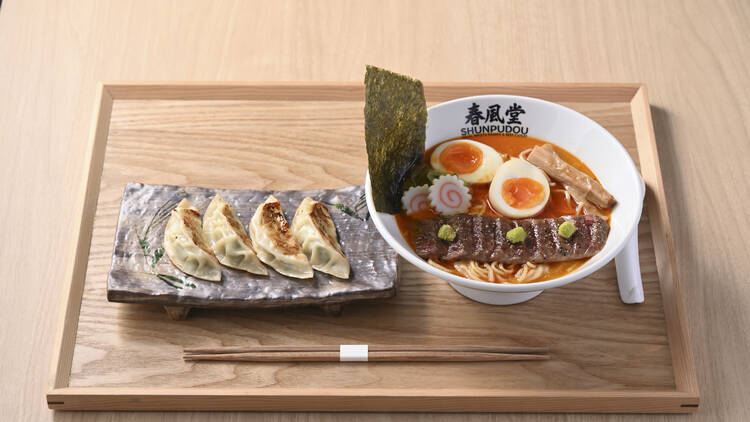 Shunpudou spicy ramen set meal with gyoza Shunpudou spicy ramen set meal with gyoza