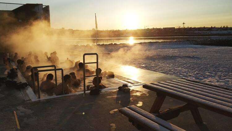 Swim lengths at a local outdoor pool