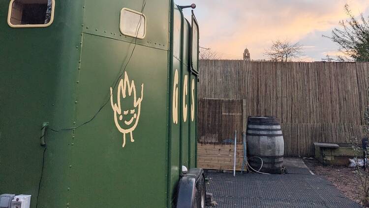 A horsebox sauna at Glasgow Communit Sauna