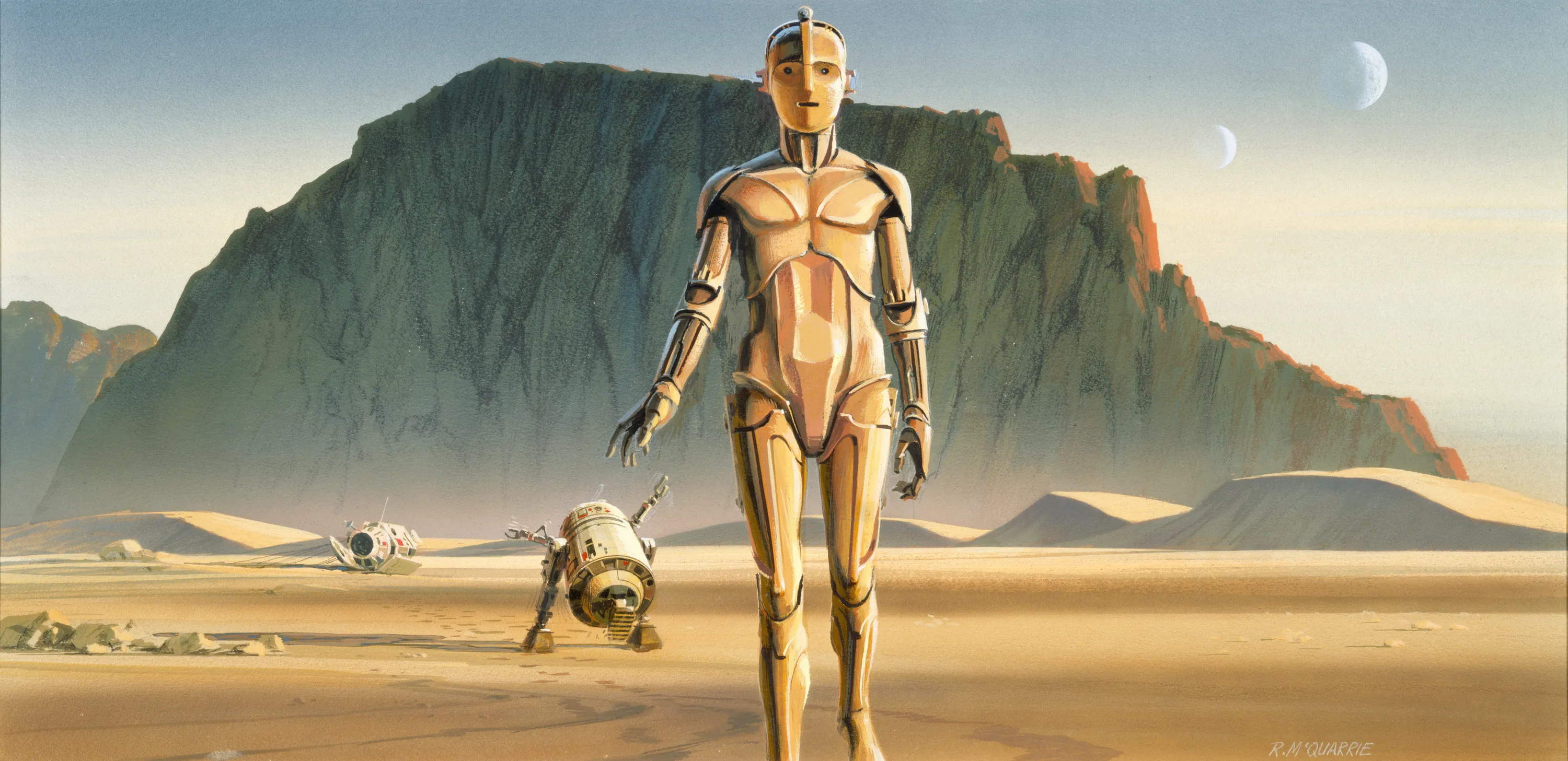 A drawing of C3PO and R2-D2 from Star Wars.