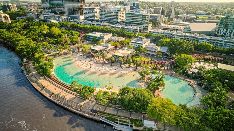Aerial of city beach