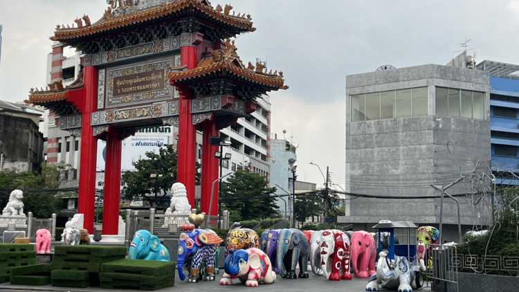 An elephant art parade takes over Bangkok's historic riverside