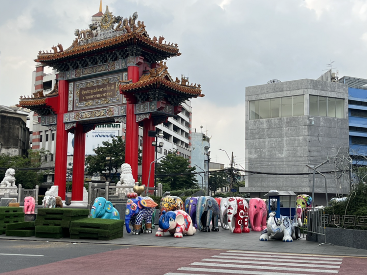 An elephant art parade takes over Bangkok's historic riverside