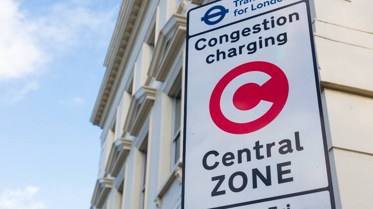 Congestion charge sign in London