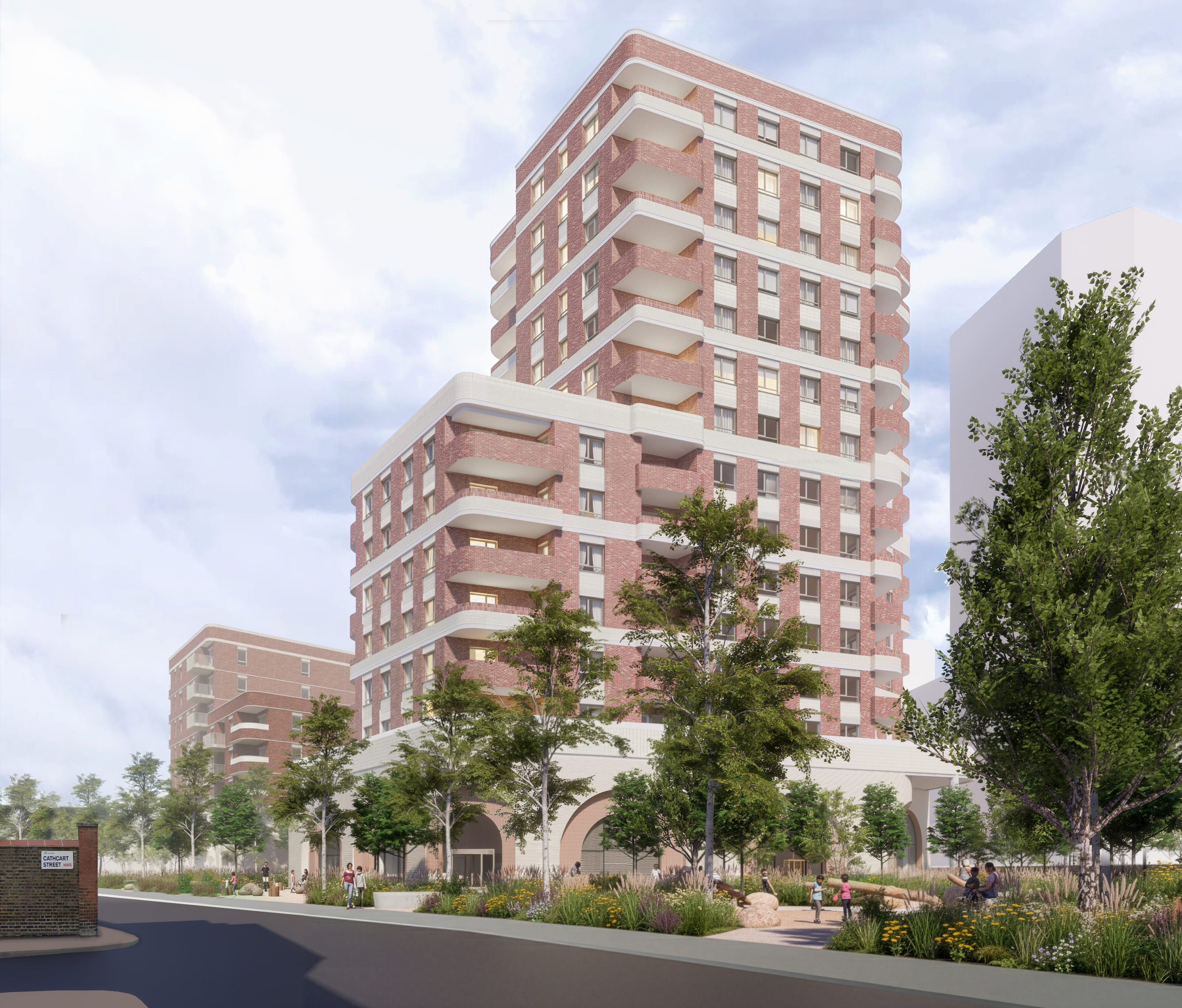 Render of a block of flats in the Camden Film Quarter