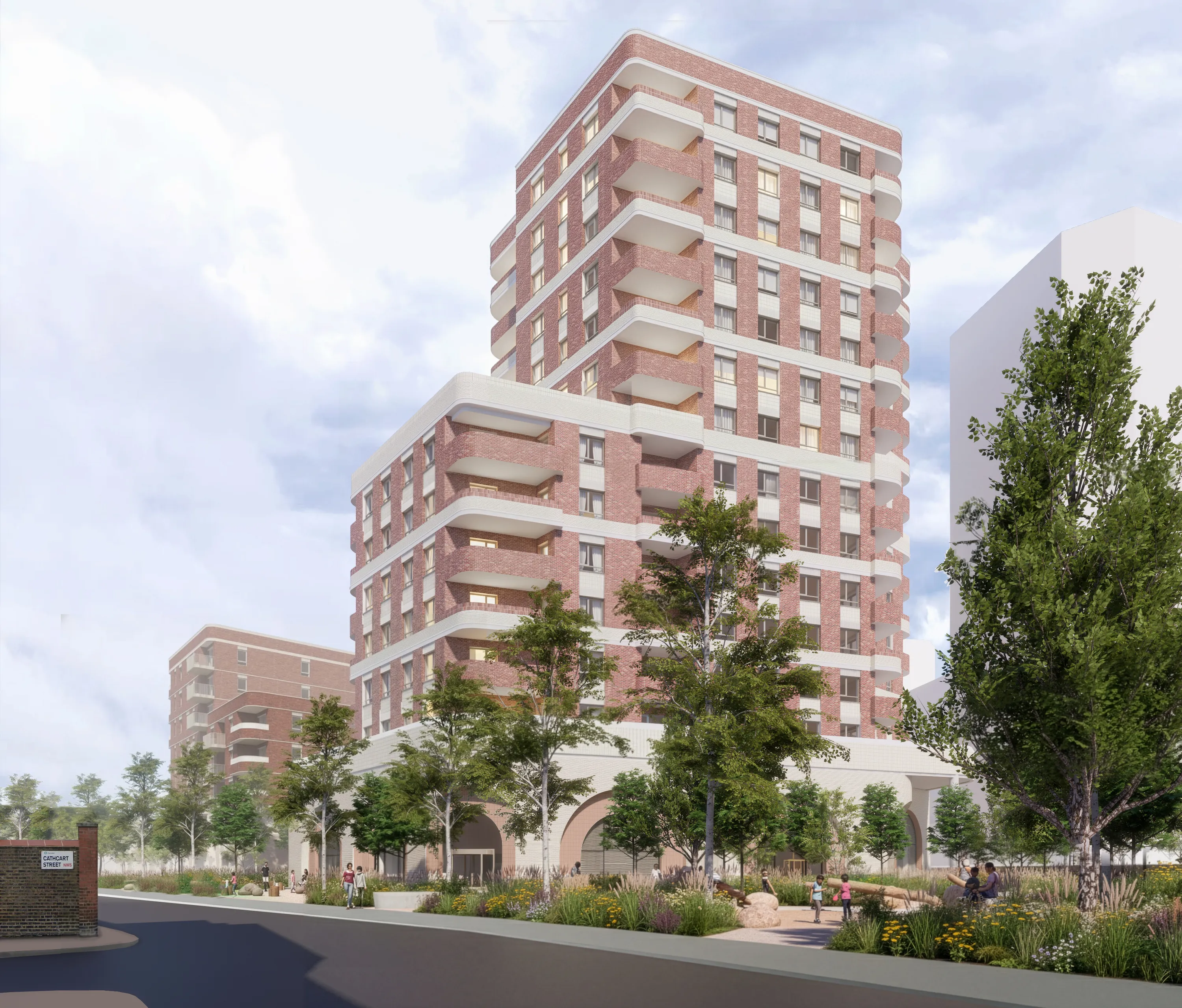 Render of a block of flats in the Camden Film Quarter