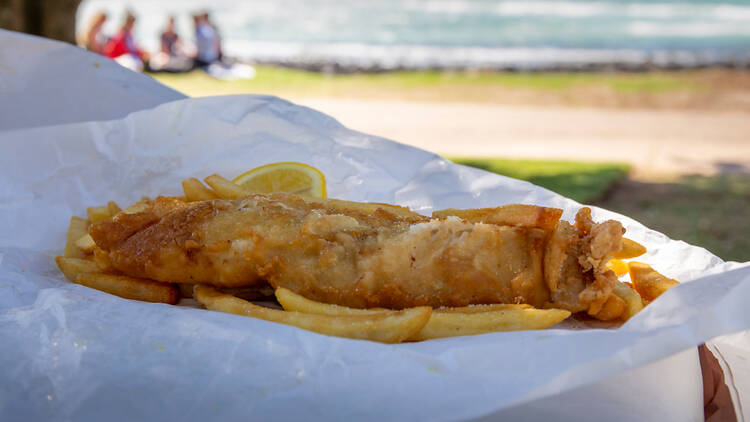 Takeaway fish and chips, UK Takeaway fish and chips, UK