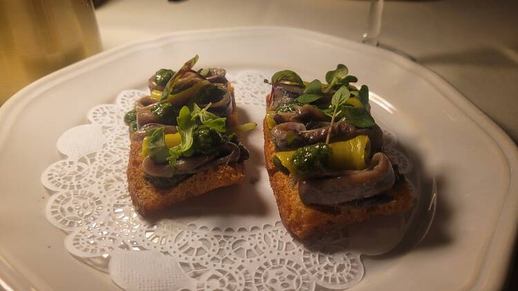 Anchovy crostini
