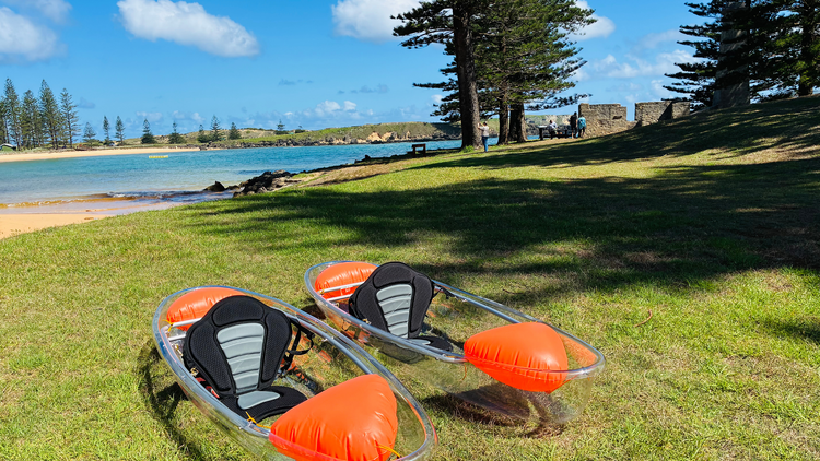 Glide along the lagoon in a Crystal Clear Kayak