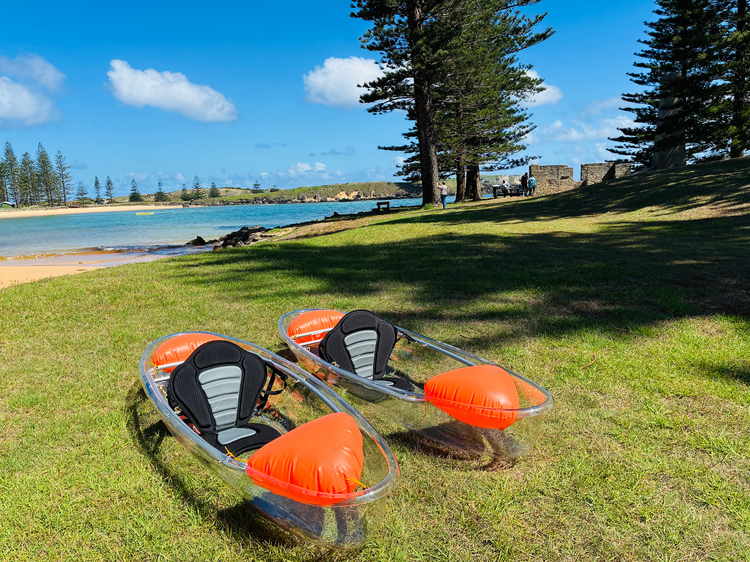 Glide along the lagoon in a Crystal Clear Kayak