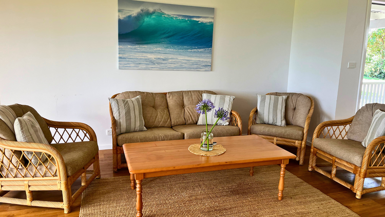 Seascape Norfolk Island Lounge room with couches and table