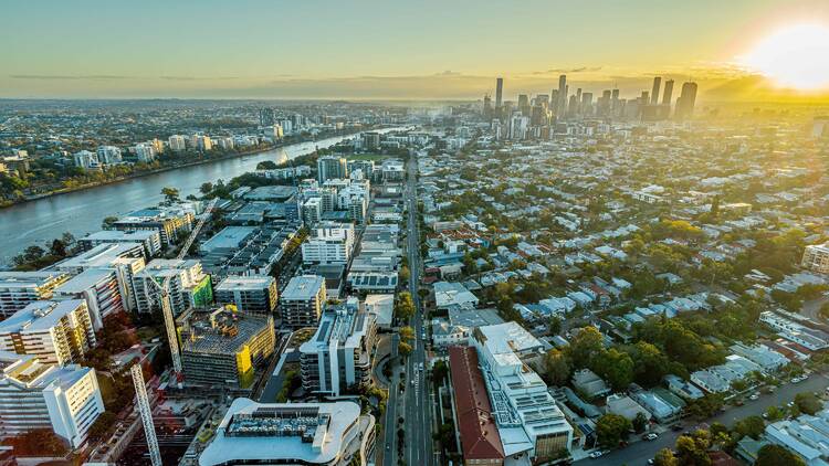 Montague Road Aerial view of city