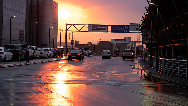 Sunset after the rain at OR Tambo airport exit 1279108129