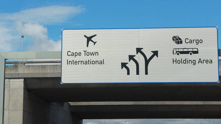 Sign board of Cape Town International Airport 486690247