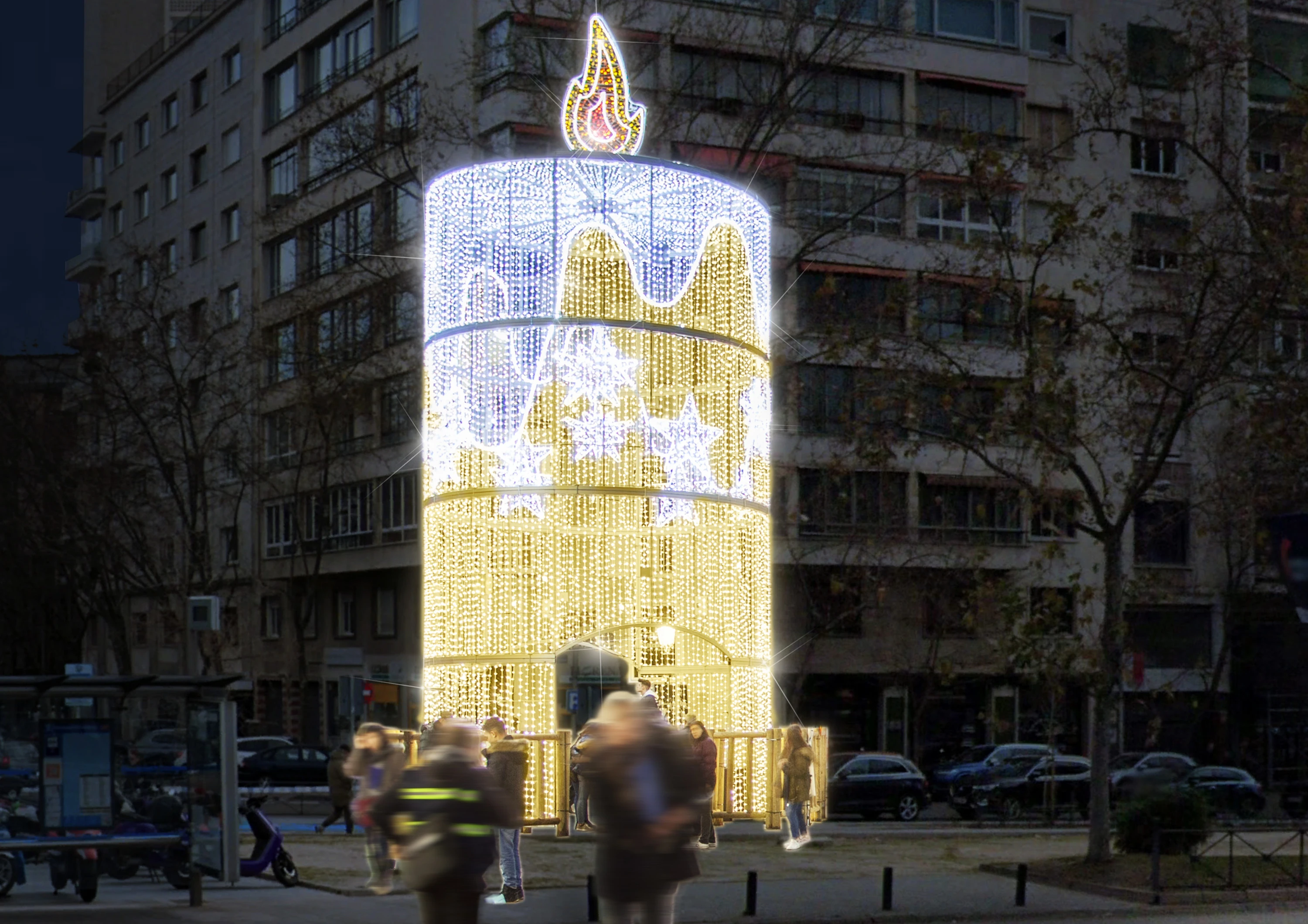 Gran vela luminosa en Nuevos Ministerios