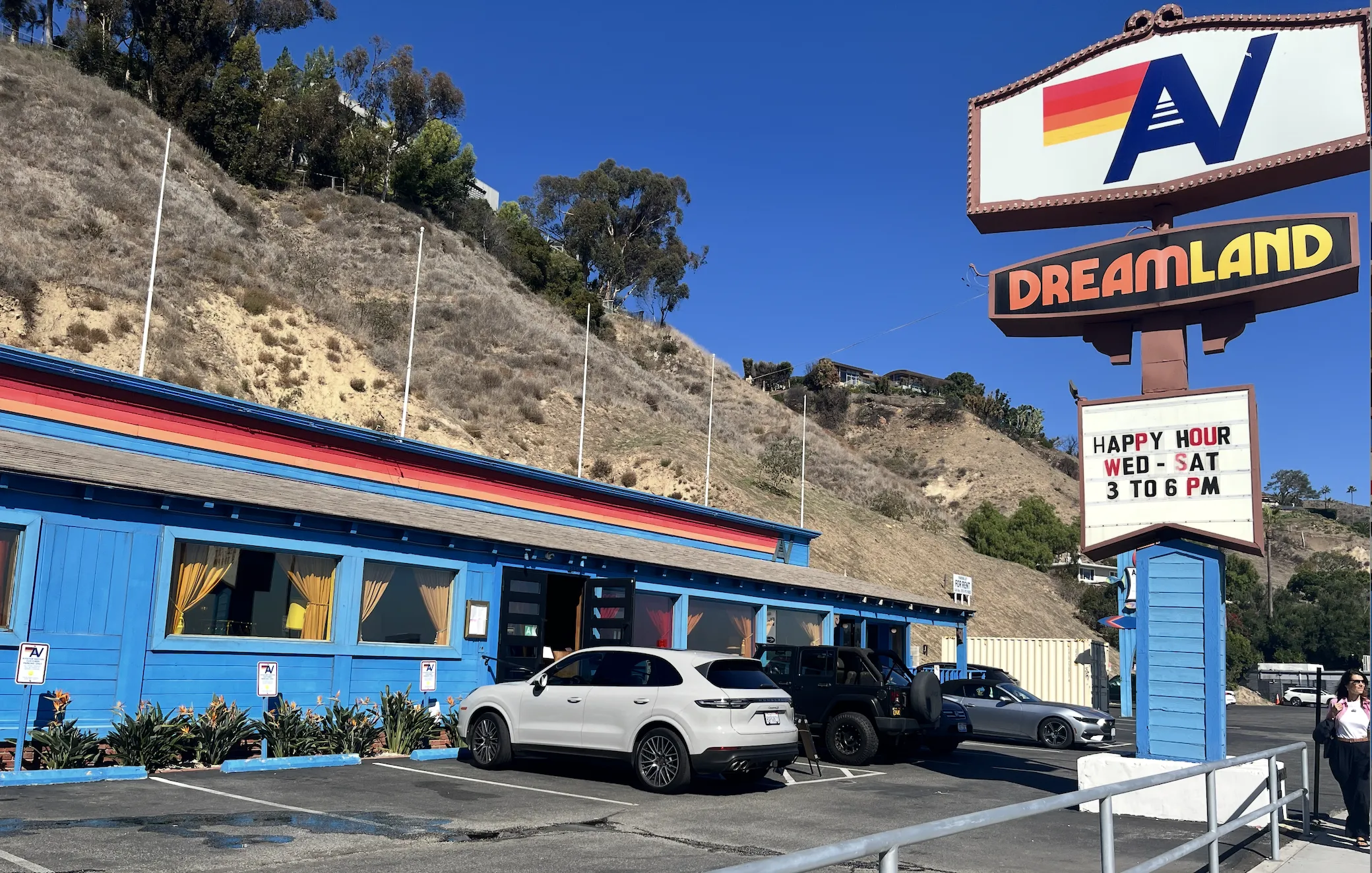 The exterior of Dreamland and Aviator Nation in Malibu.