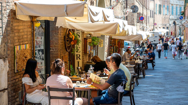 People eating outside in Florence