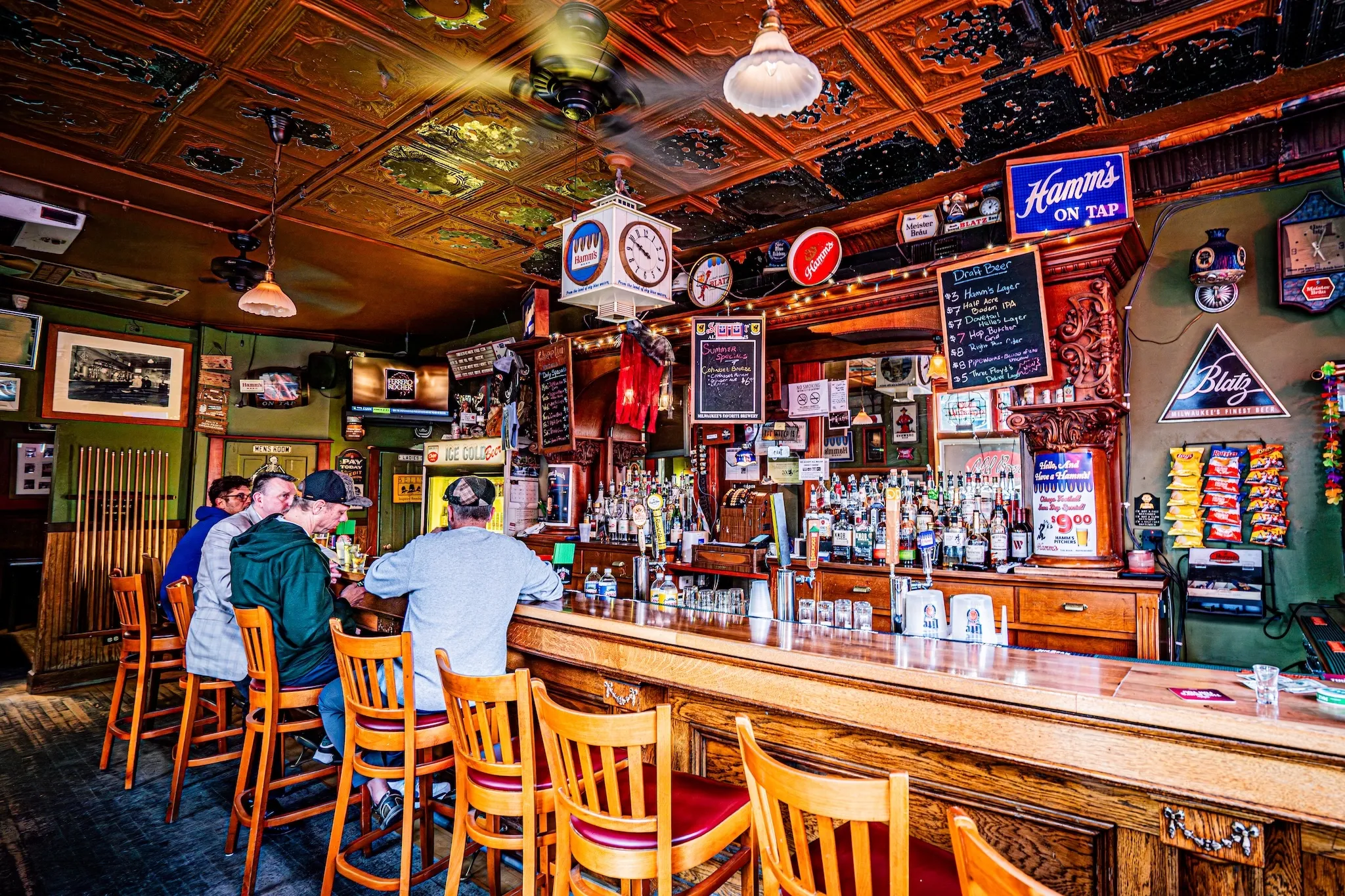 The interior of Chip Inn, a neighborhood bar in Chicago.