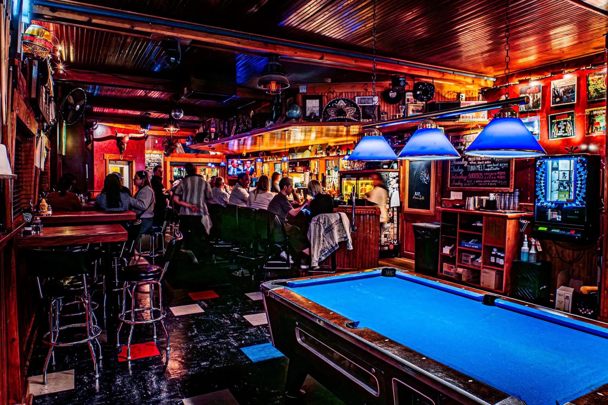 The interior of Four Moon Tavern, a neighborhood bar in Roscoe Village.