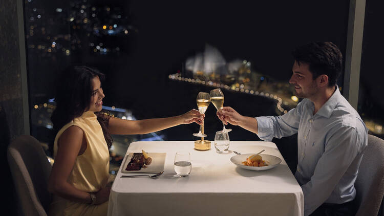 Couple dining at the Shangri-La Sydney
