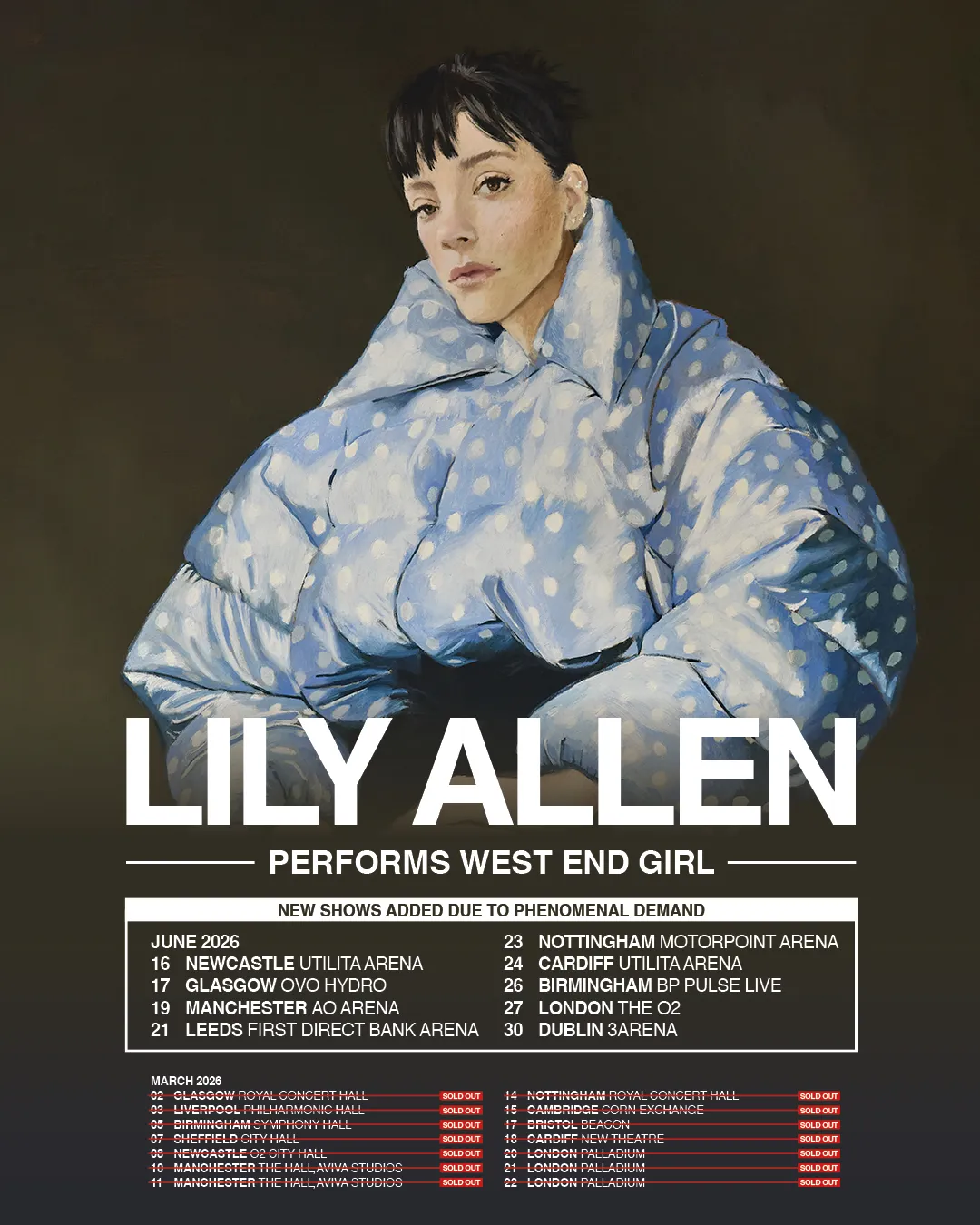 The tour poster for Lily Allen Performs West End Girl