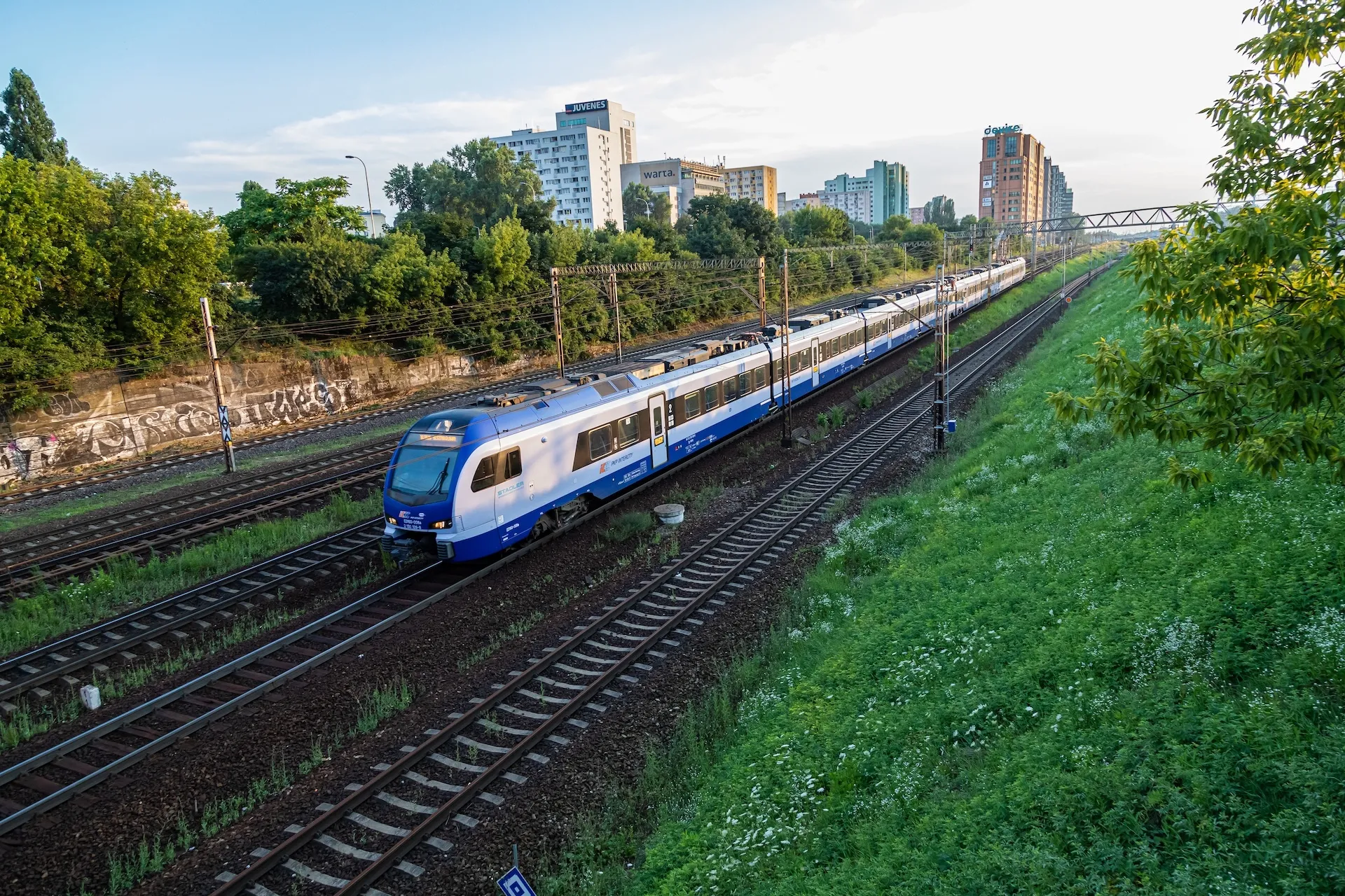  View at PKP Intercity train - Stadler Flirt on track