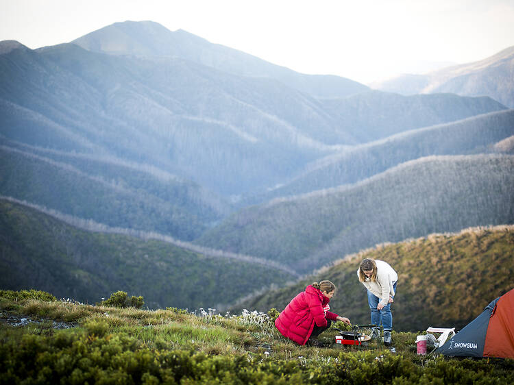Mount Feathertop Campers on mountain