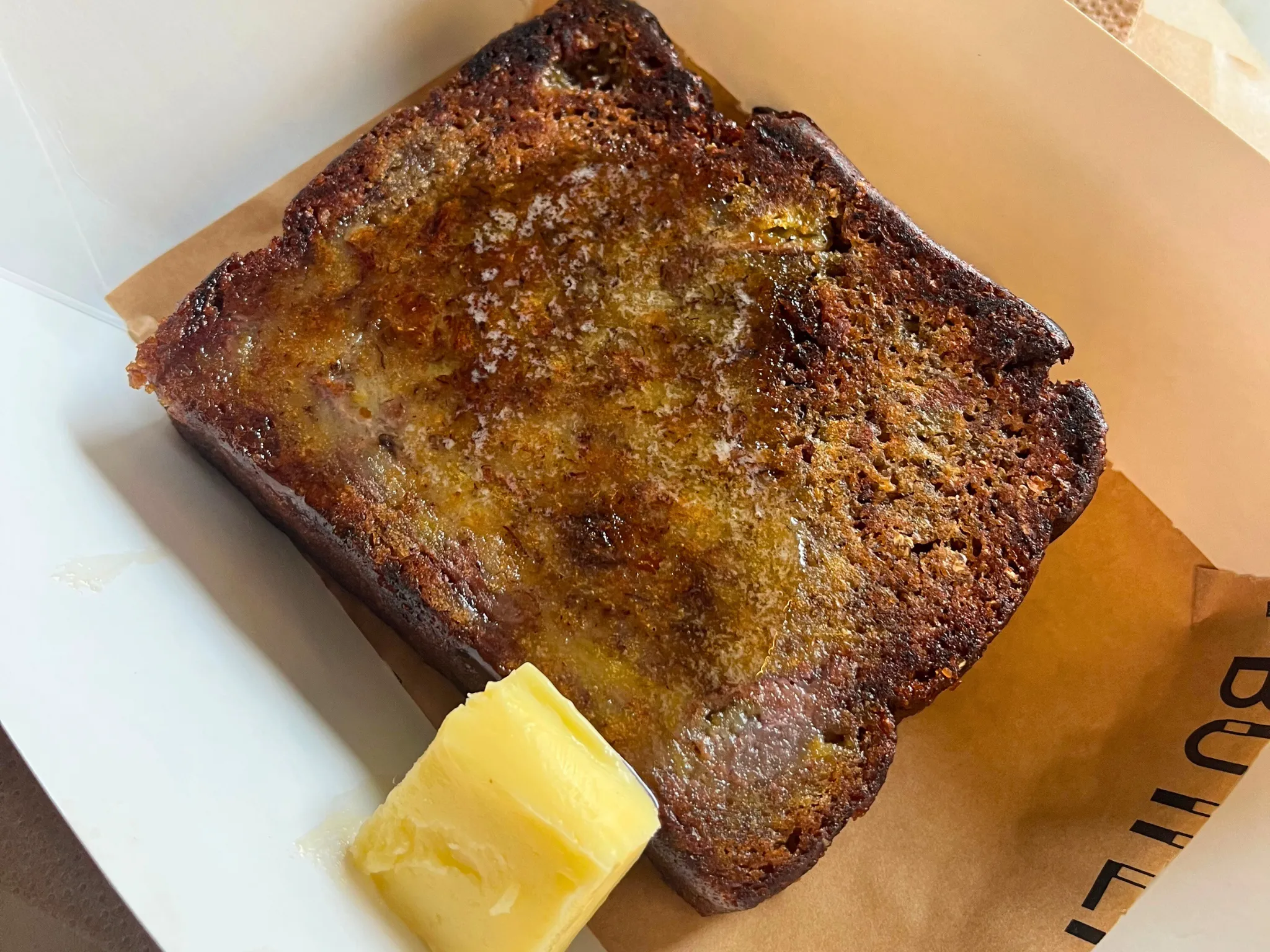 Banana bread with butter