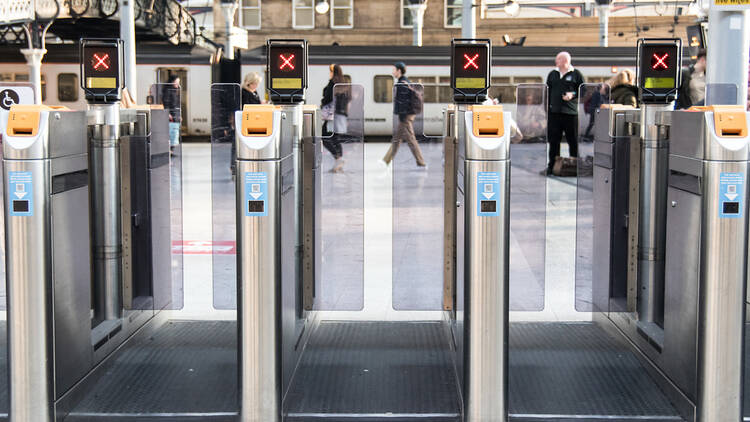 Ticket barriers at a train station in Newcastle