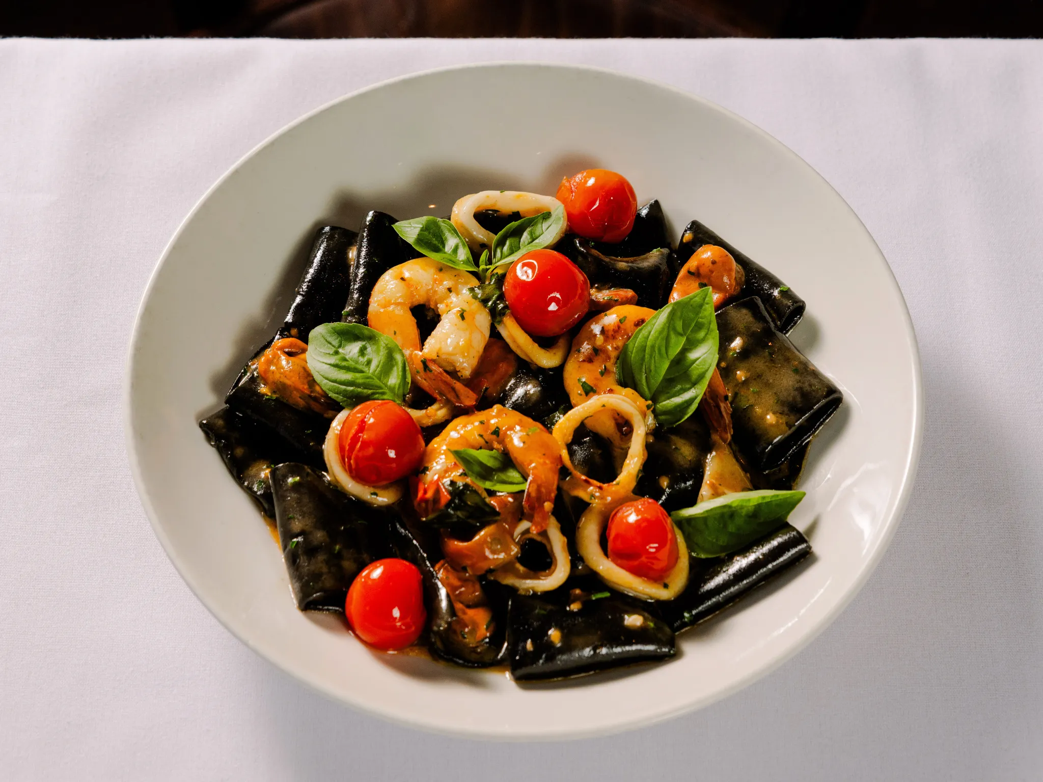 Bowl of squid ink pasta