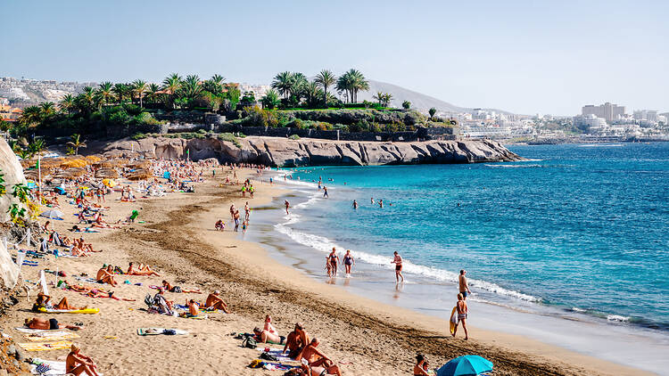 Tenerife beach with people Tenerife beach with people