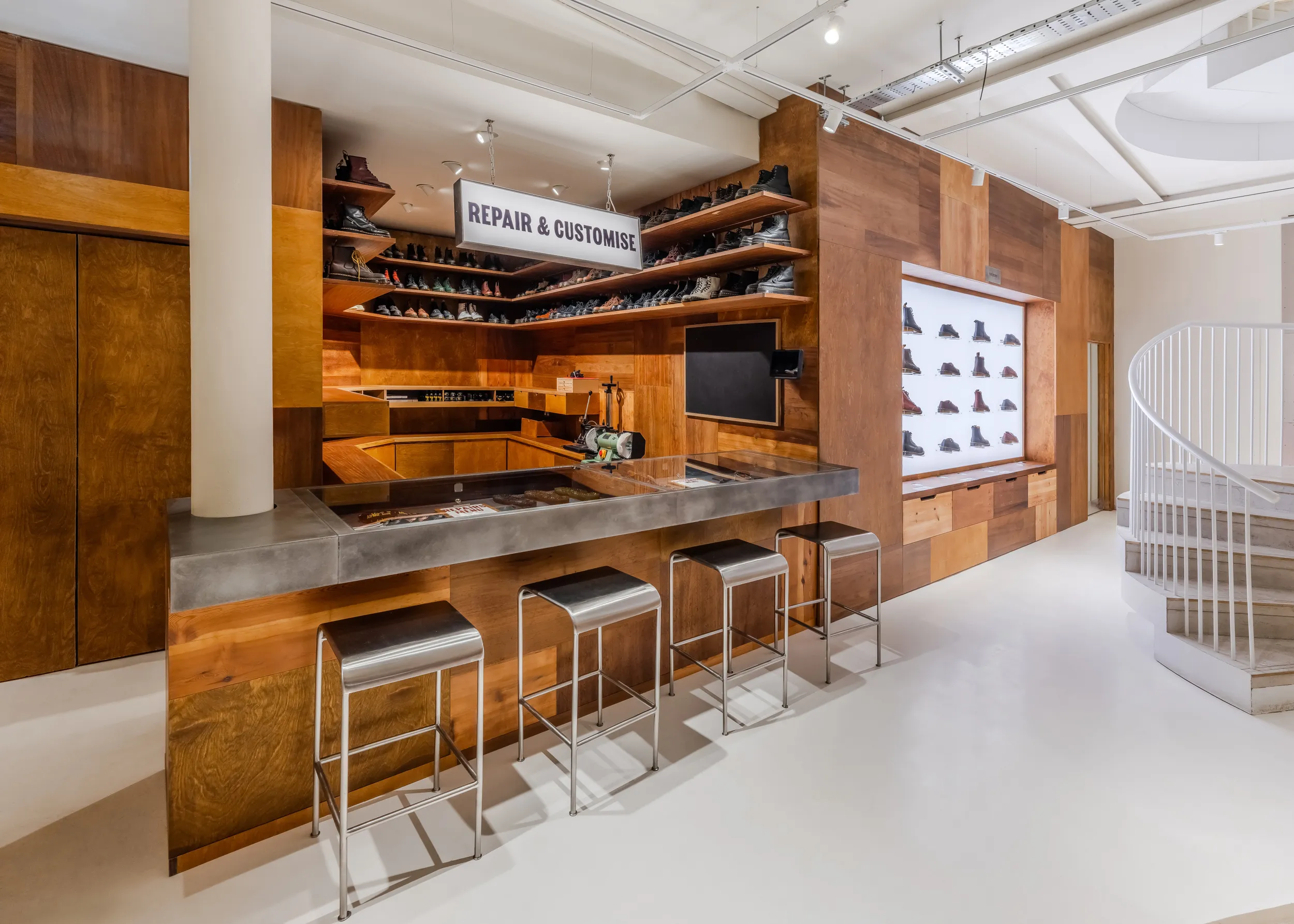Repair and customise booth at Dr Martens flagship