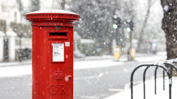 Red post box in London