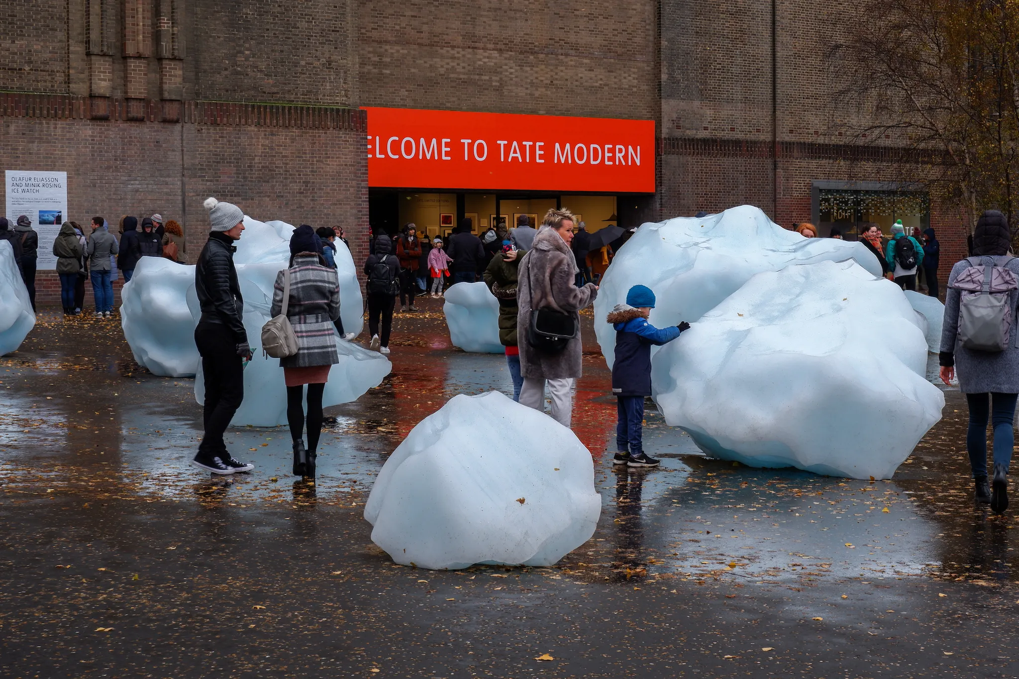 Ice Watch by Olafur Eliasson, London, 2018: Giant ice blocks installed outside Tate Modern art gallery