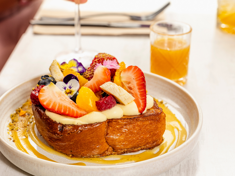Farzi French toast on plate