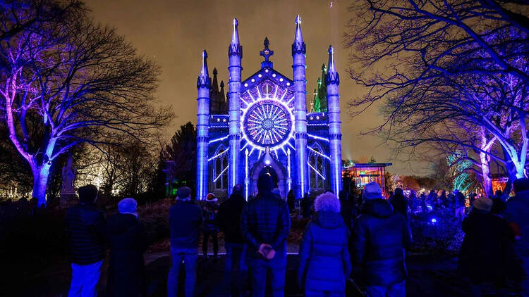 Stroll a famous cemetary for a light show