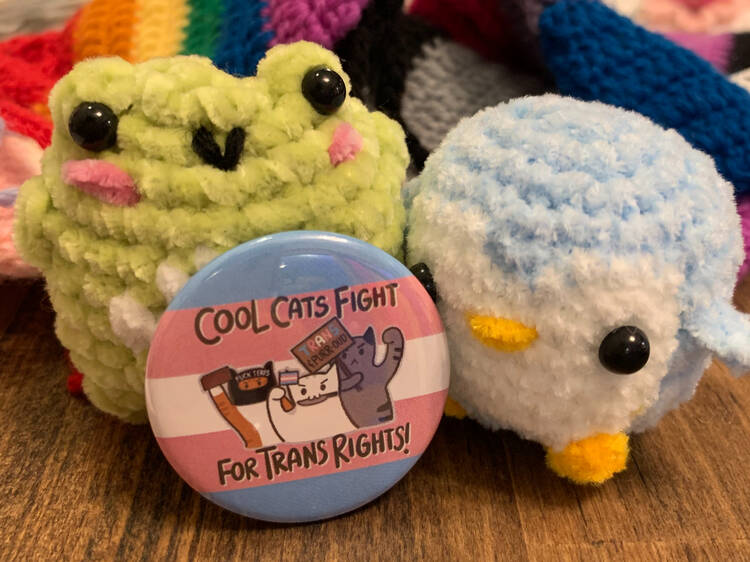 Plushies and tin badge from Sajecrafts Plushies and tin badge from Sajecrafts